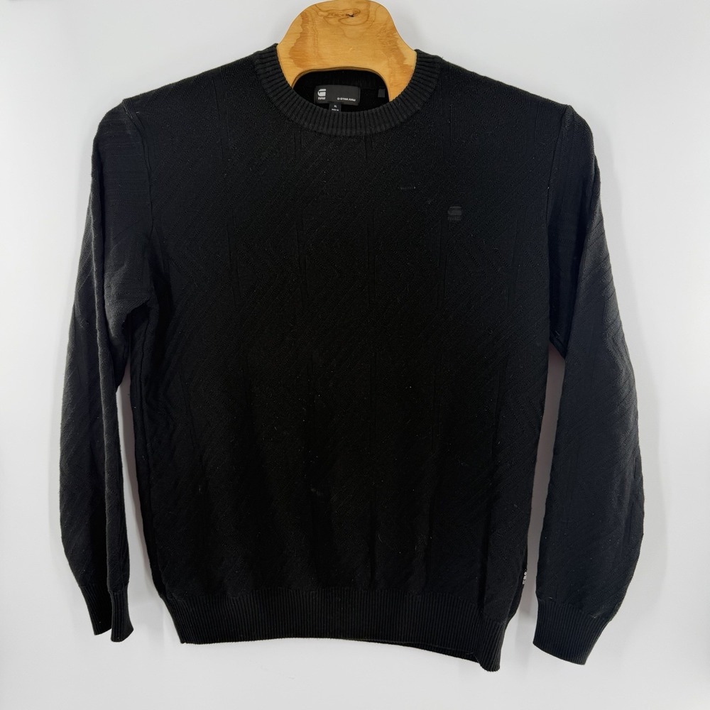 G-Star Raw Solid Black Thick Crew Neck Pullover Sweater Mens XL
